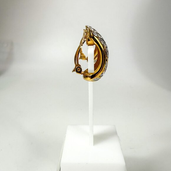 Swarovski Gold Tone Swirl Design Brooch & Clip-On Earrings Set Clear Crystals - Picture 6 of 8